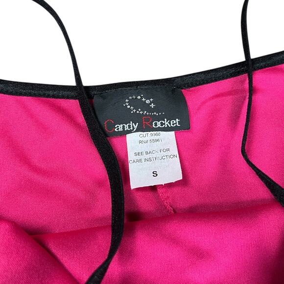 90s Candy Rocket Empire Waist Floral Glitter Mesh Evening Gown Pink Lined Small - Picture 7 of 9